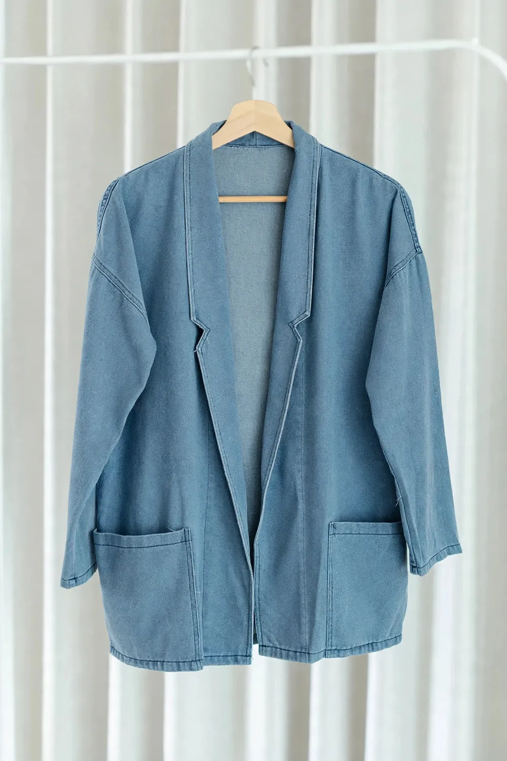 NO004 Oversized Denim Blazer - Blue Denim - Image 3