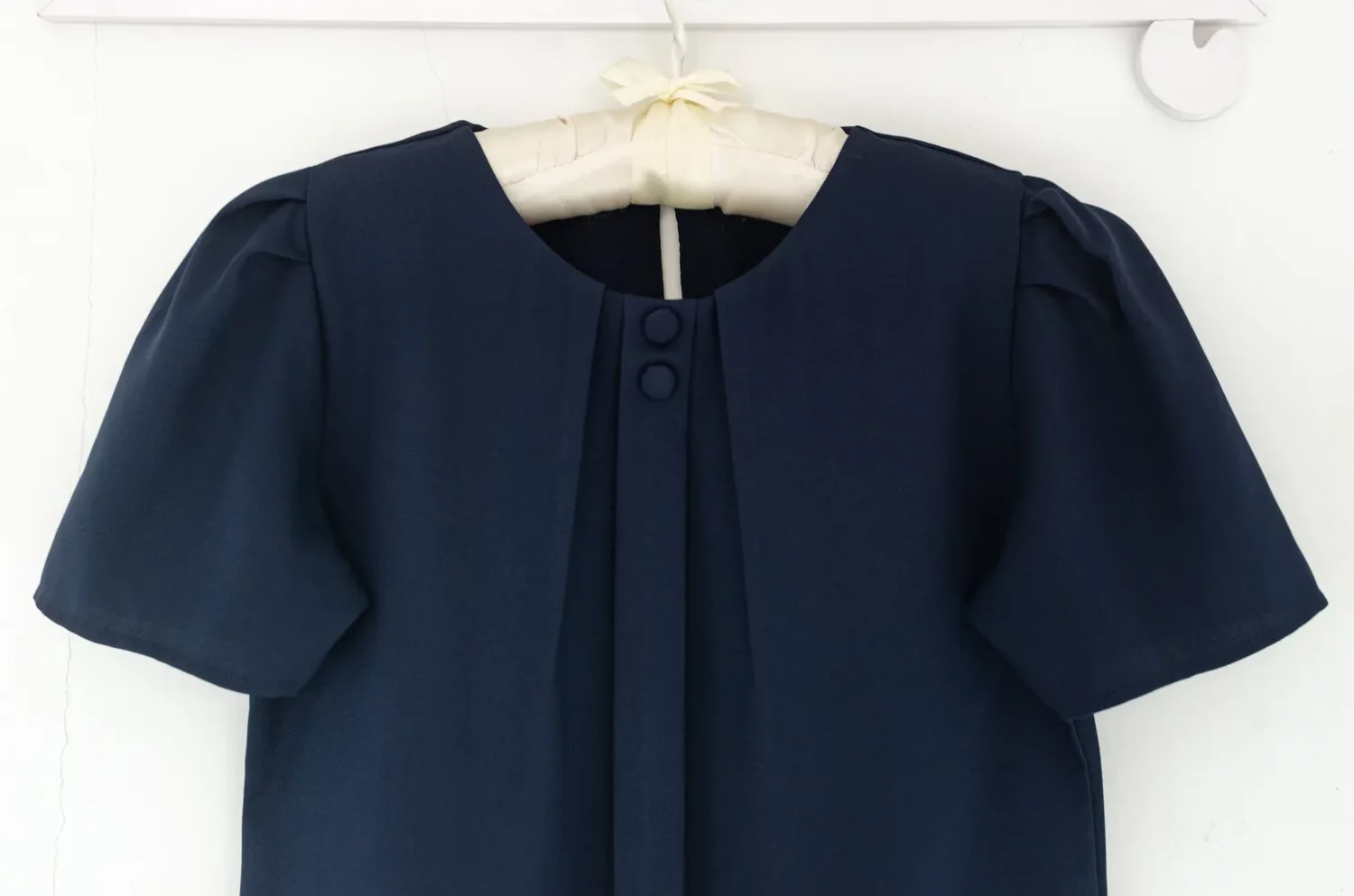 Alternative view of NT2481 Double Button Placket Blouse – Navy Blue