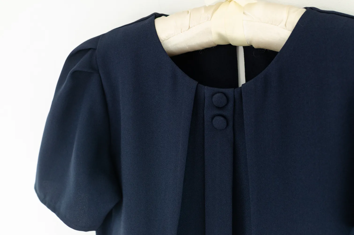 NT2481 Double Button Placket Blouse – Navy Blue - Image 3