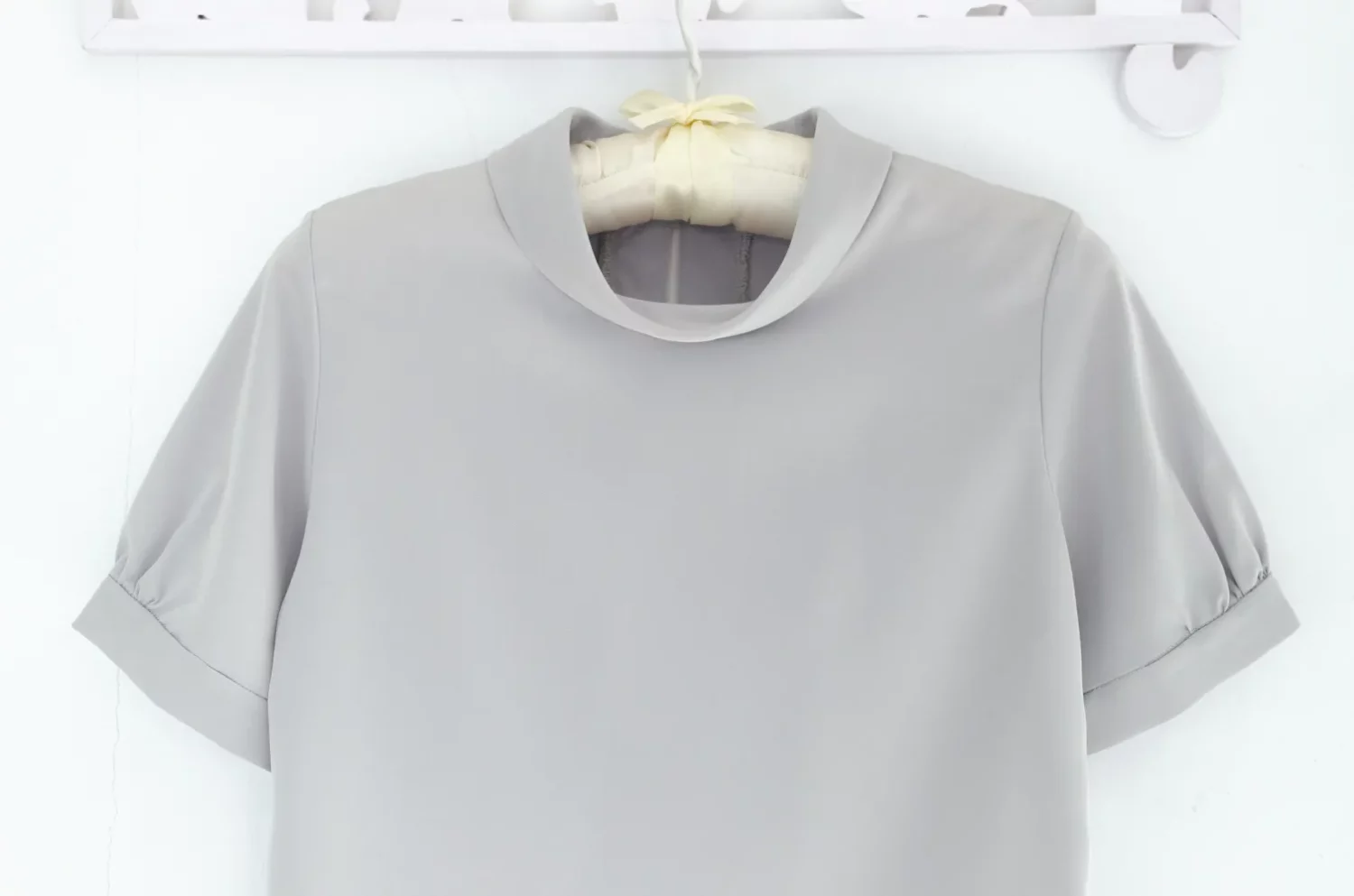 NT2530 Sophie Folded Collar Blouse – Grey - Image 3
