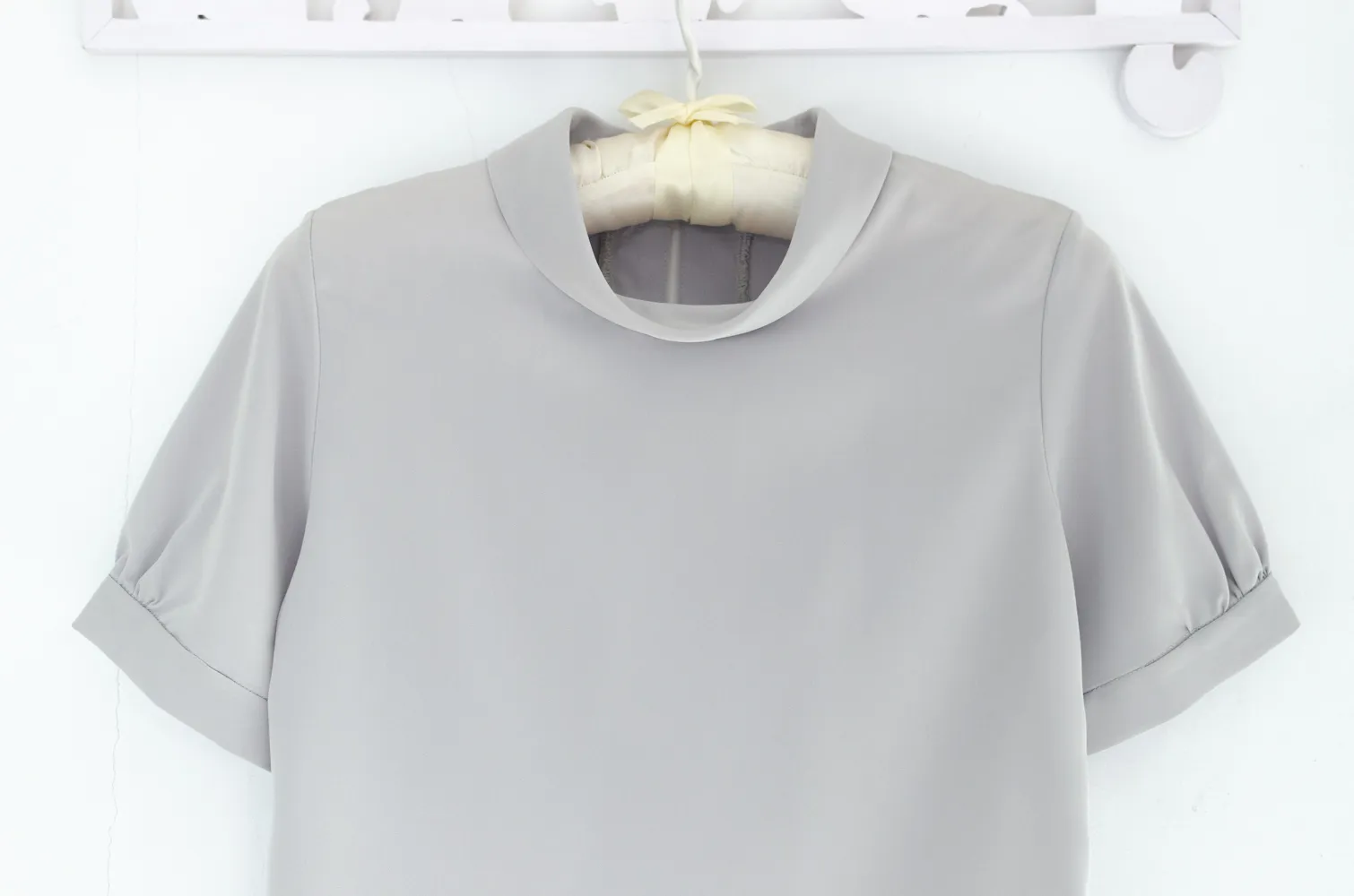 NT2530 Sophie Folded Collar Blouse – Grey - Image 3