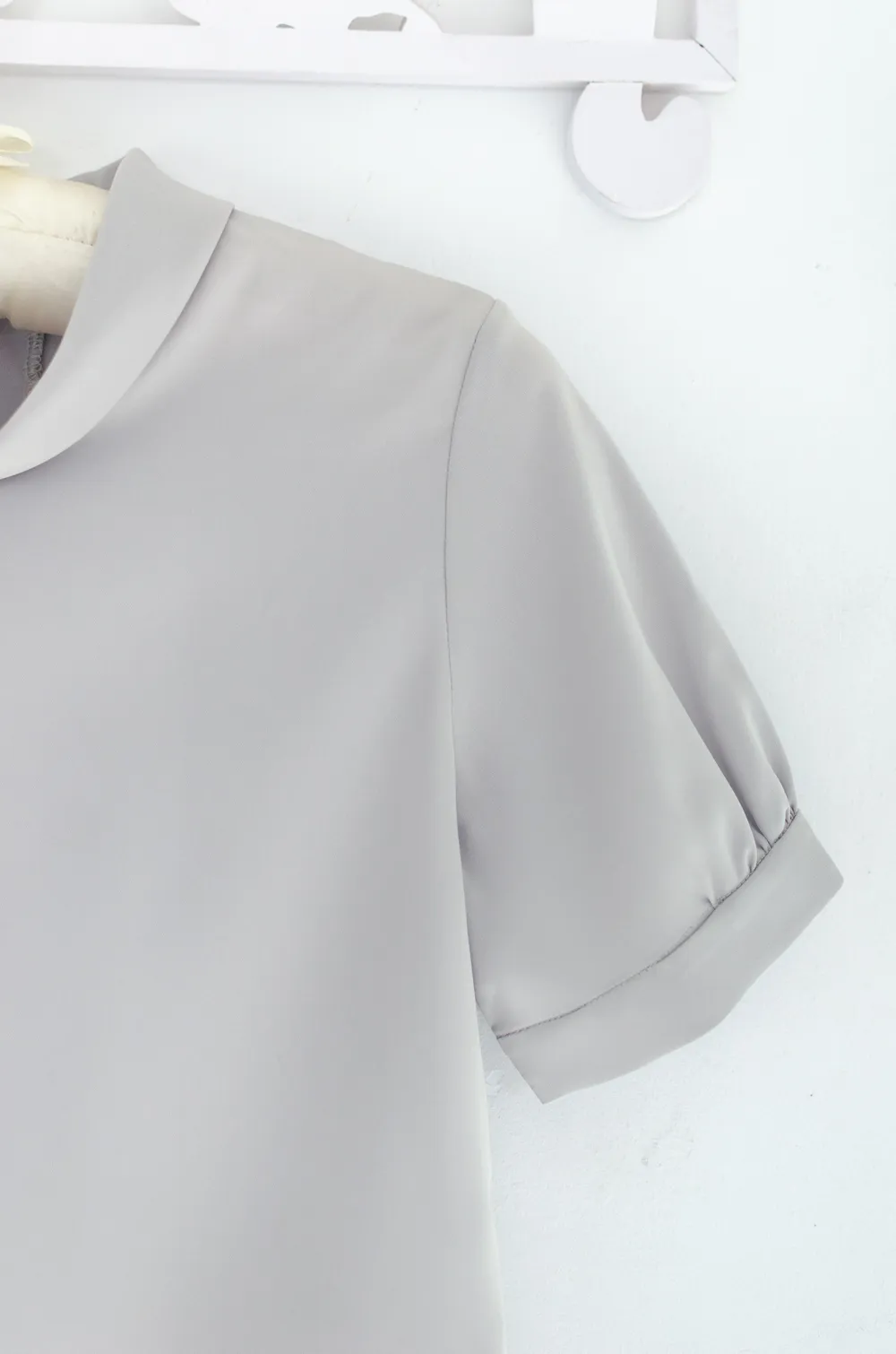 NT2530 Sophie Folded Collar Blouse – Grey - Image 5