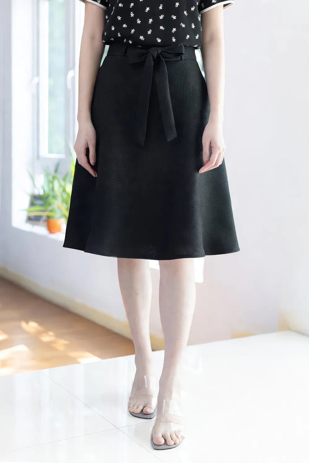 PK02 Sylvia Circle Skirt – Tweed All Black