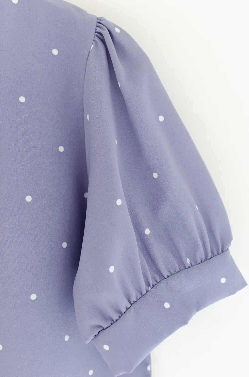 MT0404 Ruff Collar Balloon Sleeve Blouse – Purple Dot - Image 5