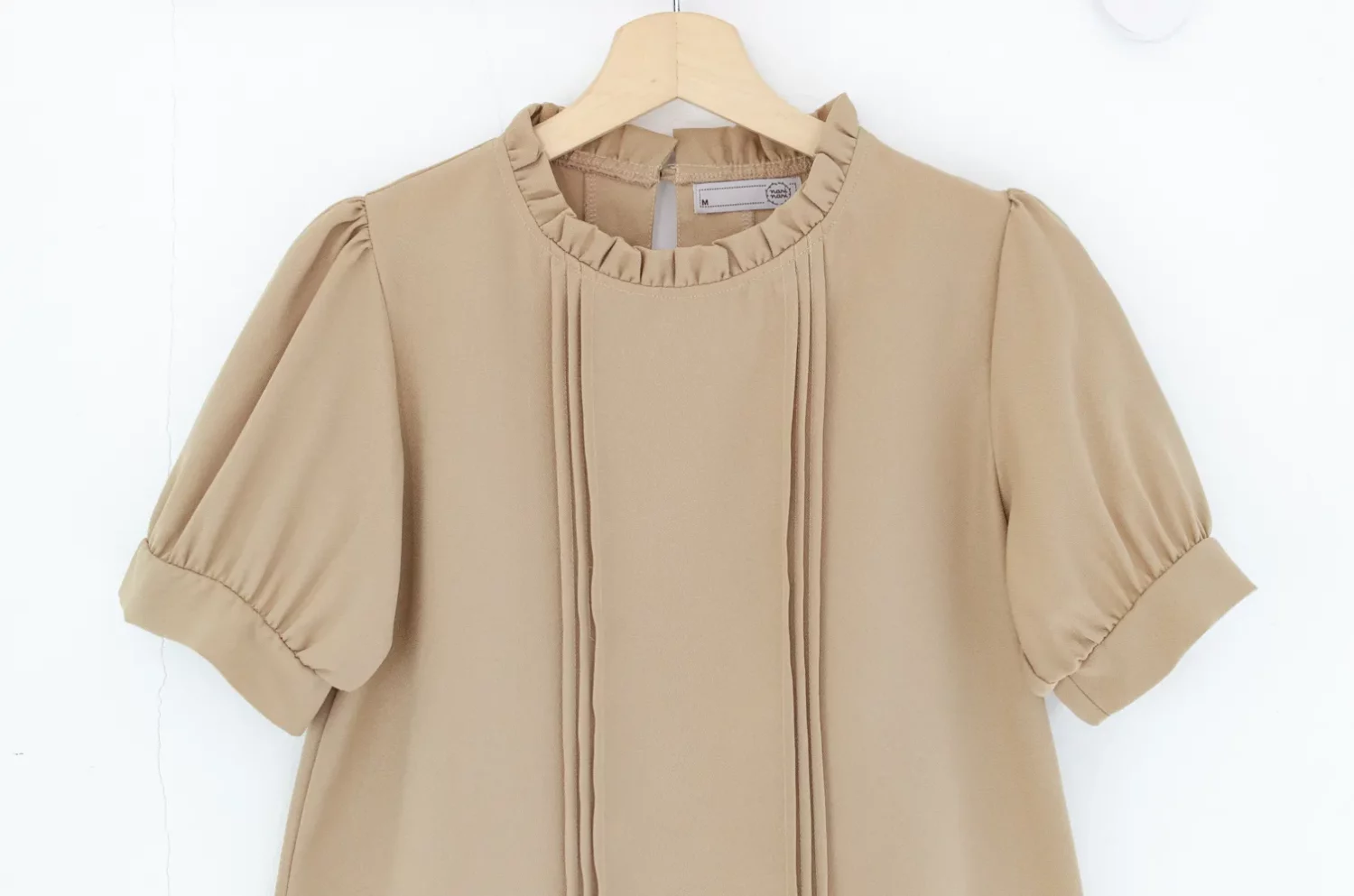 MT0404 Ruff Collar Balloon Sleeve Blouse – Latte Brown - Image 4