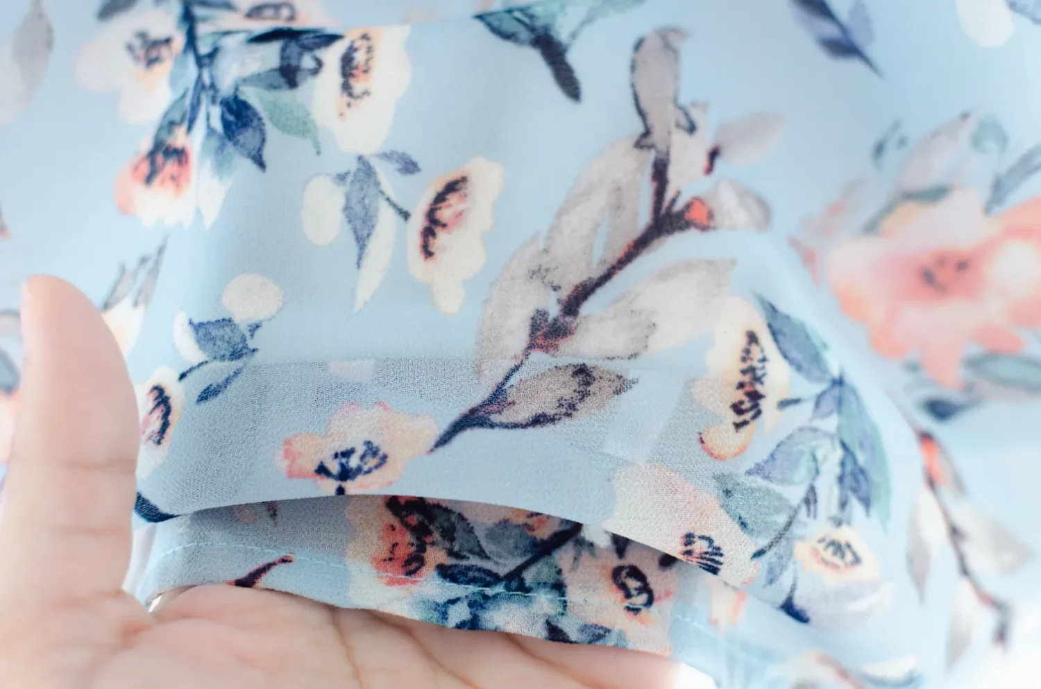 MT2758 Ruff Collar Cap Sleeve Blossom Blouse – Light Blue - Image 5