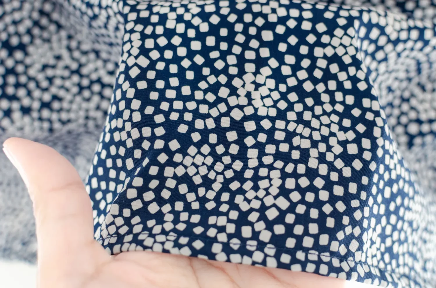 MT4834 Ruff Collar Square Print Blouse – Dark Navy - Image 7