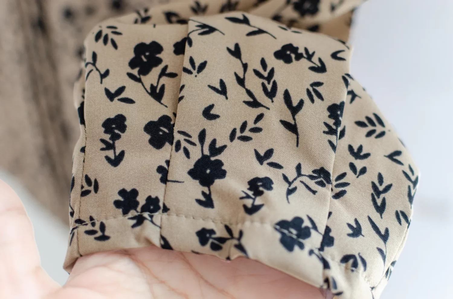 MT5842 Flower Front Tuck Blouse – Latte - Image 6