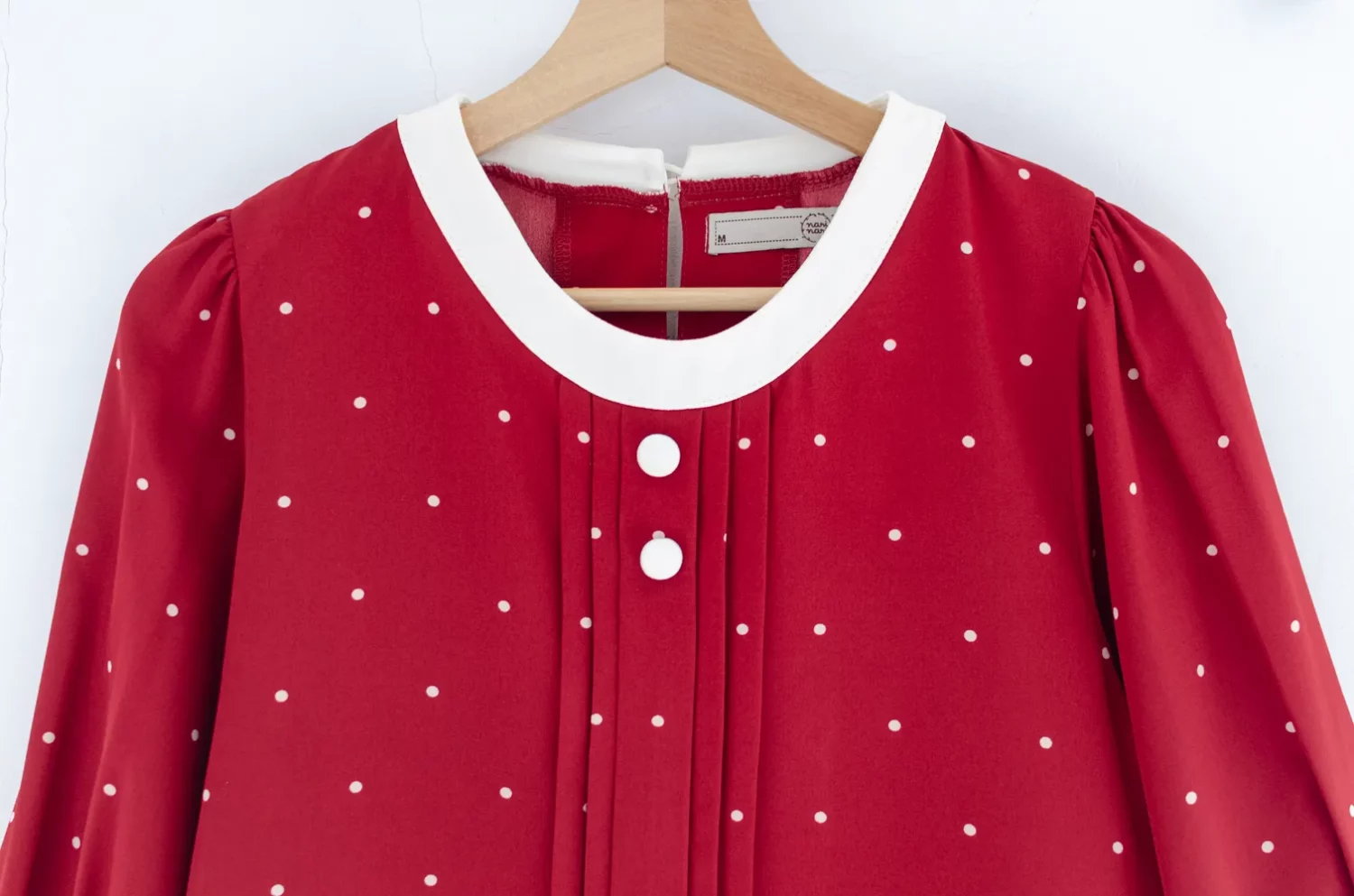 MT5842 Polka Dot Front Tuck Blouse – Red - Image 3