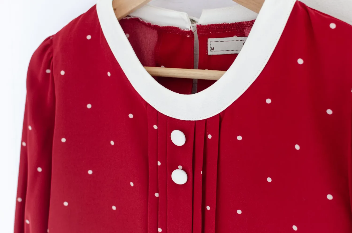 MT5842 Polka Dot Front Tuck Blouse – Red - Image 4