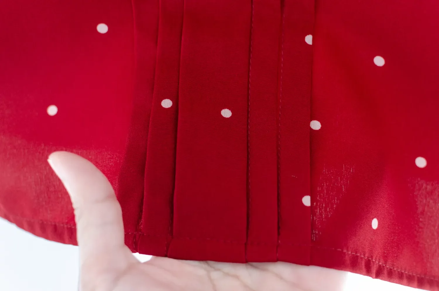 MT5842 Polka Dot Front Tuck Blouse – Red - Image 6